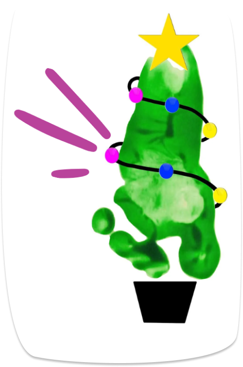 sapin de Noël empreinte de pied