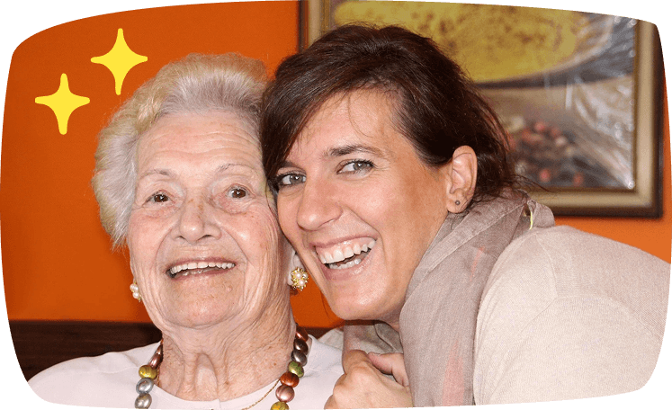 Une jeune fille avec une dame âgée